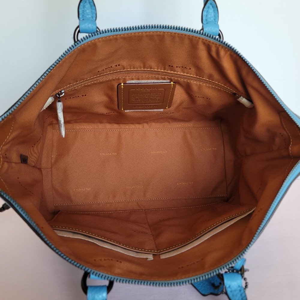 Coach Cara Pebbled Leather Satchel-Pool Color - Picture 14 of 16